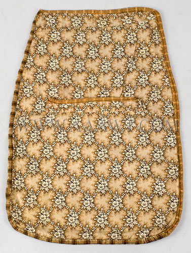 Antique Pocket, Sewing Pocket, Whole Cloth, Brown Floral Cotton, entire view